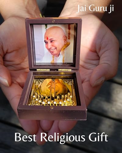 Image of Guru Ji Pocket Temple Charna Paduka Bade Mandir | Gold Plated Box God Idol Bhagwan | Religious Gift for Mom & Dad | JaiGuru Ji Swaroop (GURU JI)