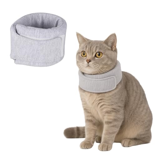 JYNXOR Collare Per Gatti,Collari Protettivi per Gatto,Collare Elisabettiano Gatto Anti-Leccamento Per Gatti Morbido,Collare Regolabile,Articoli Per Animali Domestici(S,Grigio)