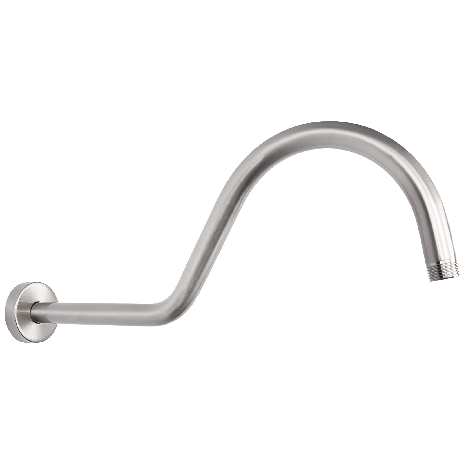 NearMoon Shower Head Extension Arm with Flange - S Shaped High Arc Gooseneck Long Shower Extender Pipe, Perfect for Rainfall Shower Head - Bathroom Accessory,16 Inch (Brushed Nickel)