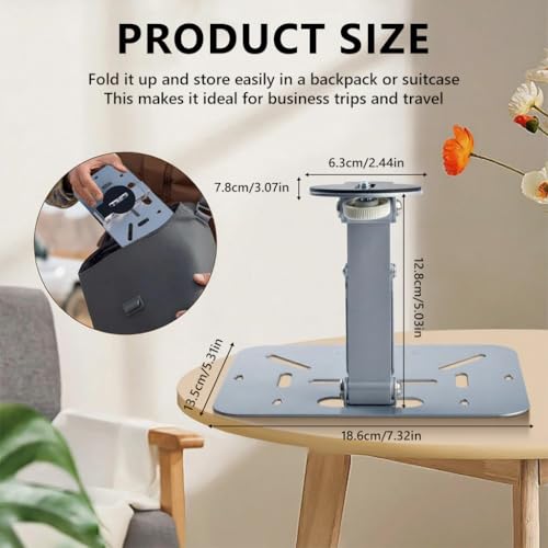 Image of ZORBES Projector Stand Desk Holder Bracket Metal Desk Support, 5 Adjustable Height, Universal Screw Mount Design, 10kg Loading Capacity, Office Home Theater Projector Holder