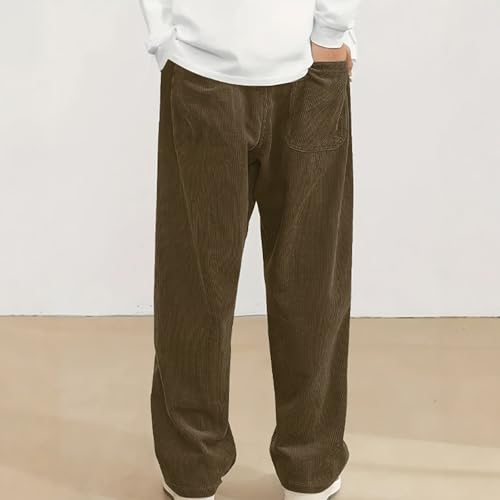 Corduroy Pants, Fashion Vintage Sports Corduroy Fabric, Men's Daily Casual Strip Tether Loose Elastic Waist Pocket Pants2