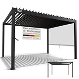 Juskys Lamellendach Tahiti 3x4 m - Stahl Pergola - Terrassenüberdachung stabil & wetterfest - Überdachung für Garten & Terrasse - Bausatz Anthrazit