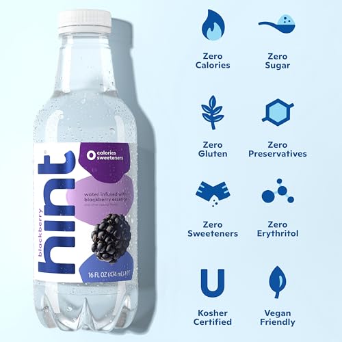 Image of Hint Water Blackberry, Pure Water Infused with Blackberry, Zero Sugar, Zero Calories, Zero Sweeteners, Zero Preservatives, Zero Artificial Flavors, 16 Fl Oz (Pack of 24)