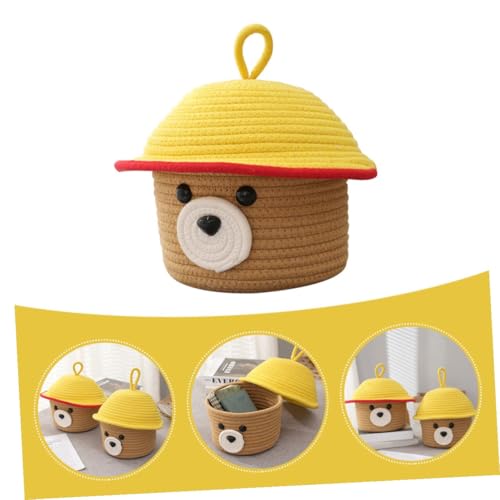 Panier de rangement tissé en coton avec couvercle boîte déco - 3