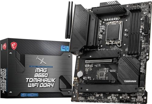 Image of MSI MAG B660 Tomahawk WiFi DDR4 Motherboard, ATX - Supports Intel 12th Gen Core Processors, LGA 1700 - DDR4 Memory Boost 4800+MHz /OC, PCIe 4.0 & 3.0 x16 Slots, 3 x M.2 Gen4 Slots, Wi-Fi 6, ‎Black