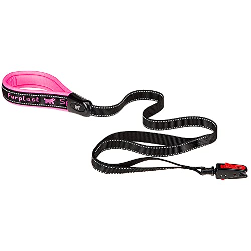 Ferplast Guinzaglio per cani in nylon SPORT DOG MATIC G25/120, Innovativo moschettone con meccanismo magnetico, Impugnatura imbottita, Cuciture riflettenti, 25 mm x L 120 cm Fucsia