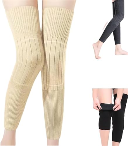 Knee Brace, Self-Heating Knee Pads for Men and Women, Thicken Over-The-Knee Warm Socks, Warming Warmers Brace (Beige,M)