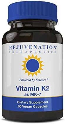 Rejuvenation Therapeutics Vitamin K2 MK-7 | 60-Day Supply, High Potency (300mcg) | Easy to Swallow Vegetarian Capsules