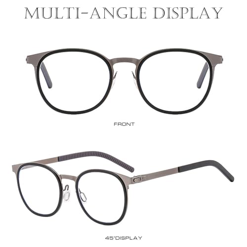 Image of Blue Light Blocking Glasses for Women Men Computer Round Eyewear Anti Eyestrain & UV Glare for Gaming & Reading (Gunmetal D5), MM