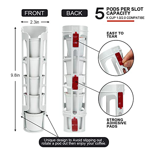 Sungrace K Cup Coffee Pod Holder For K-Cup Coffee, Side Mount Storage Organizer, Perfect For Small Counters ( White, 2 Pack For 10 K Cups) #TOP1