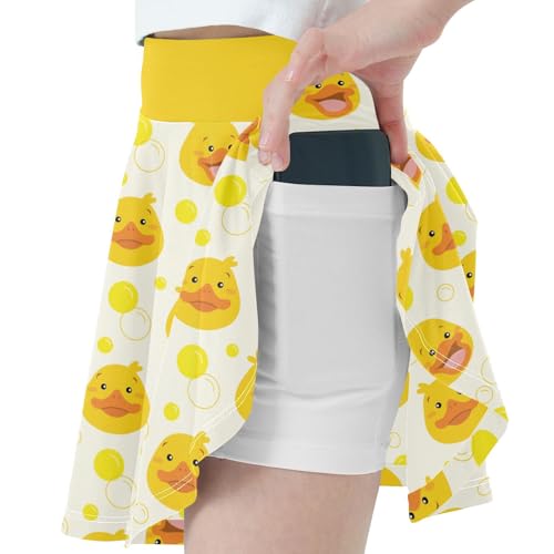 Girls Skorts High Waist Athletic Skirts with Shorts Cartoon Yellow Duck Stretchy Teens Performance Tennis2
