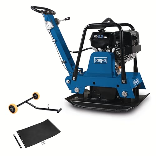 Scheppach Plaque Vibrante Thermique HP3000S Compacteur |9 CV| Pression de compactage 30,5 kN | Profondeur de compactage 50cm | Vitesse 25m/min |Tapis caoutchouc & dispositif de déplacement inclus