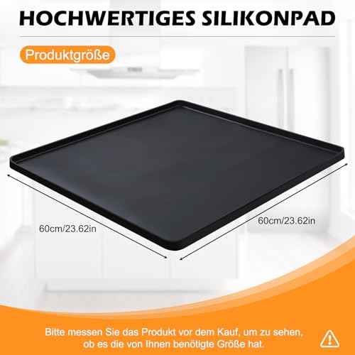 YedZen Tropfschale, 60x60cm Silikon Bodenmatte für Kühlschrank, Kühlschrankmatte mit 2cm Erhöhtemfür Rand Verhindert Wasserlecks ＆Bodenschutz, Abtropfschale für Trockner, Waschmaschine, Weinschrank