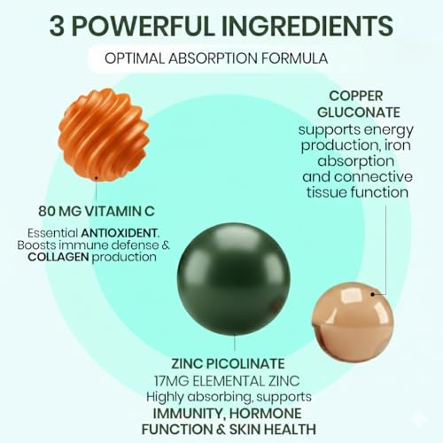 Image of Vlado's Himalayan Organics Zinc Picolinate with Vitamin C & Copper | Zinc Supplements for Men with 100% RDA Zinc | Immunity & Cellular Health Support - 120 capsules