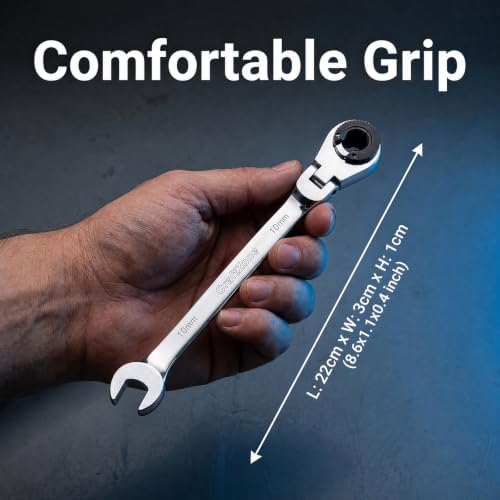 CRAFTZONE 6-Piece Metric Ratcheting Wrench Set, Flex Head 10-17mm - 3