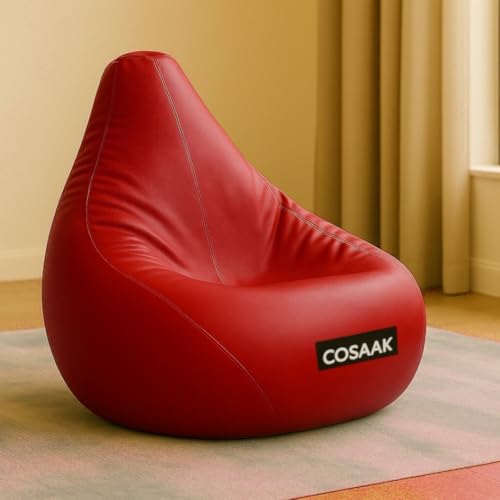 Image of XXL Teardrop Leatherette Bean Bag Chair Cover Without Beans, Livingroom, Bedroom, Garden, use for Indoor Gaming and Reading Chair, (Red, XXL, Solid)