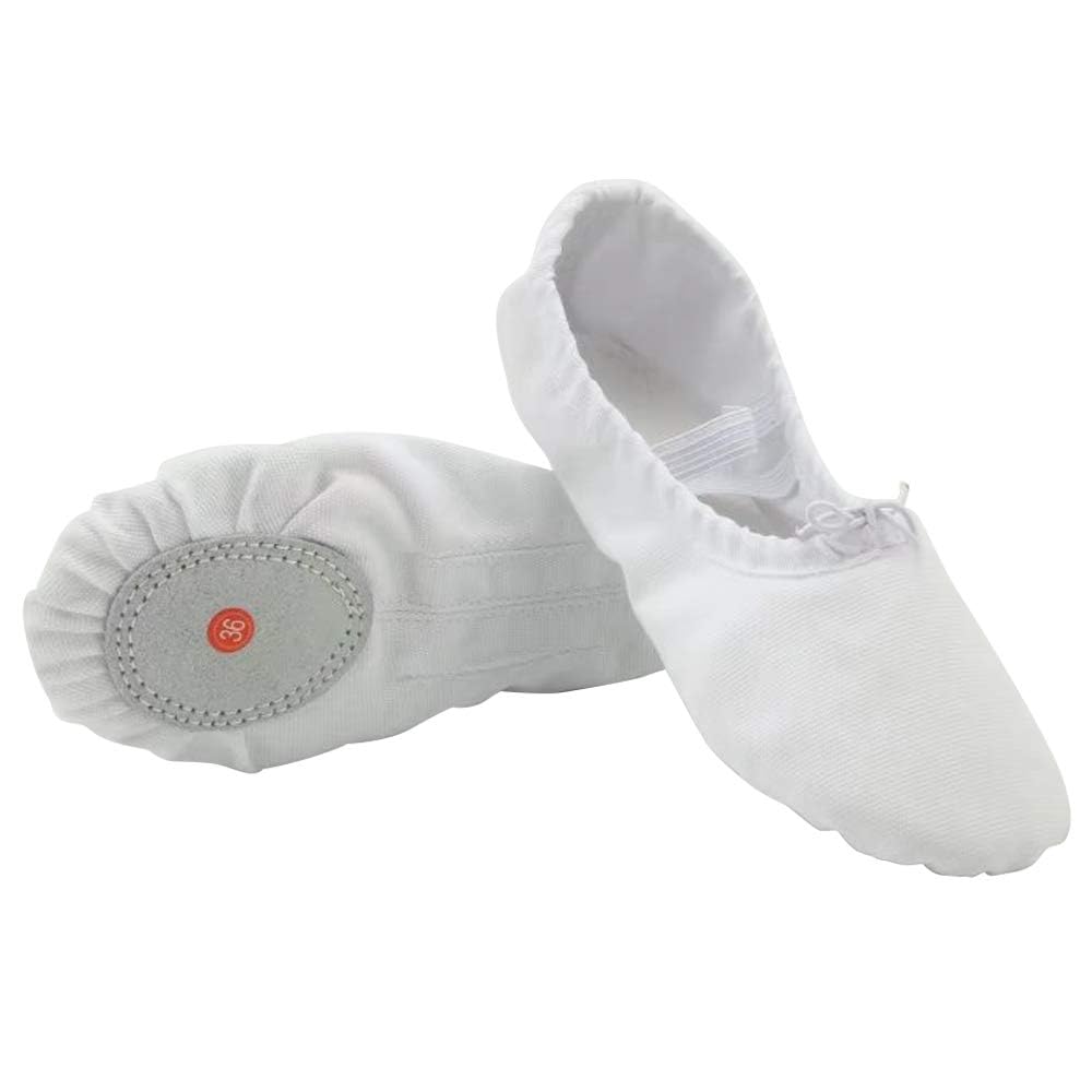 missfiona Chaussures de Danse en Toile pour Femme avec Semelle Fendue Chaussures de Ballet Gym Ballerines