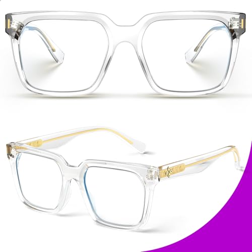 VISOONE Rectangle TR90 Blue Light Blocking Glasses Computer Glasses with Preppy Look for Women and Men Cougar