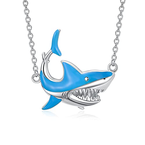 SLIACETE Shark Pendant Necklace 925 Sterling Silver Ocean Animal Pendant Jewelry Gift for Women Teens