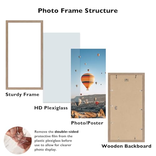 Image of JCJMY 10x20 Picture Frame Rustic Brown for Wall Hanging, Wall Mounting Horizontally or Vertically, 10 x 20 Wall Gallery Poster Photo Frame with Shatter Resistant Plexiglass, Rustic Brown
