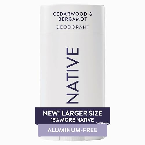 Image of Native Aluminum Free Deodorant, Cedarwood & Bergamot, Large Size Stick, 72 Hour Odor Control, for Women & Men, Contains Naturally Derived Ingredients, 3.1 oz