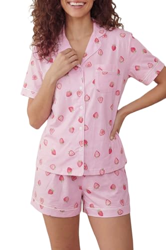 LUBOT 100% Cotton Pajamas for Women PJ Set with Pockets
