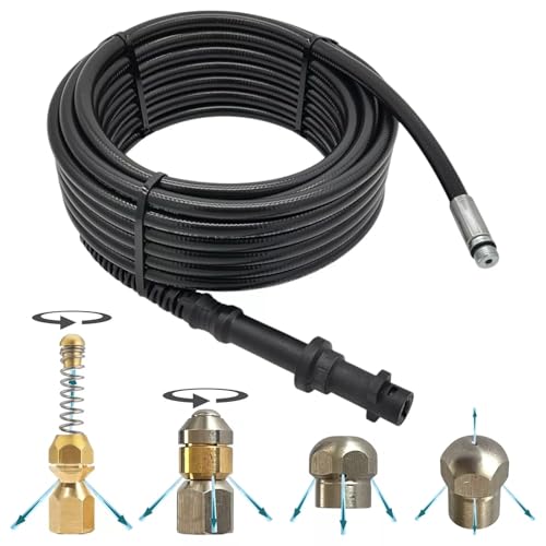 15 m tubo per la pulizia dei tubi per/compatibile con Kärcher Home K2 K3 -K7, set di pulizia a spirale (rotore a spirale e ugello a getto di perforazione)