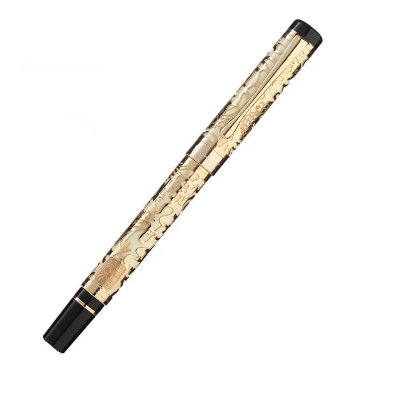 Stylo plume dragon KLVN blanc en métal avec une plume moyenne de 0,7 mm