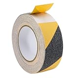 KLEBASTO Antirutsch klebeband | antirutschstreifen zum Kleben | Extra stark für den Innen und Außenbereich | rutschfester Bodenbelag für Treppen,Leiter (Schwarz/Gelb, 50 mm x 10 m)