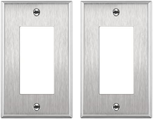 ENERLITES Placa decorativa de pared metálica para interruptor o receptáculo, resistente a la corrosión, tamaño de 1 banda, 4.50 x 2.76 pulgadas,