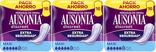 Ausonia Discreet Compresas Noche Maxi para incontinencia femenina 3x16 unidades