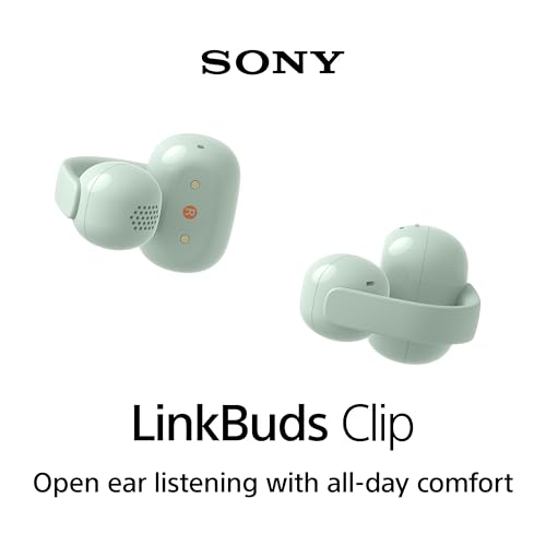 Image of Sony LinkBuds Clip Open-Ear Truly Wireless Earbuds, Comfortable & Secure Fit, Lightweight Clip-On Design, Touch Controls, Ambient Sound Awareness, Water Resistant, Up to 37 Hrs of Playback, Green