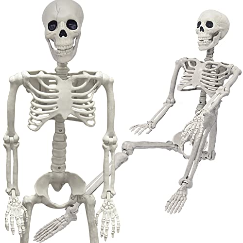 36" Skeleton Halloween Decorations, 3FT Realistic Full Body Movable Posable Joints Skeleton, Creepy Halloween Plastic Skeleton for Graveyard Decorations, Haunted House Props Indoor/Outdoor Decor 36" Skeleton Halloween Decorations, 3FT Realistic Full Body Movable Posable Joints Skeleton, Creepy Halloween Plastic Skeleton for Graveyard Decorations, Haunted House Props Indoor/Outdoor Decor