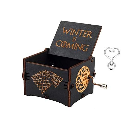 Cuzit Juego de Tronos Movie Tema Caja de Música Madera Grabado Mano Juguete Músico Invierno es un Gran Regalo para los Fans del Golf, Marido, Amigo, Padre y Padre Hombre Negro