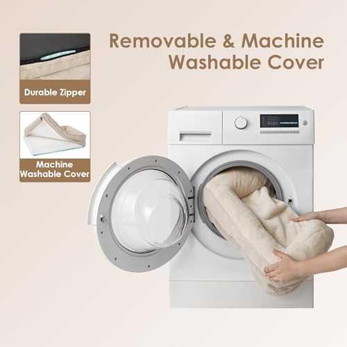 EHEYCIGA Orthopädisches Hundebett Grosse Hunde, 106.5x76x18.5cm, Memory Foam Waschbar und Wasserdicht Hundekorb mit 4 Rändern, Hundesofa Hundecouch rutschfest, Beige