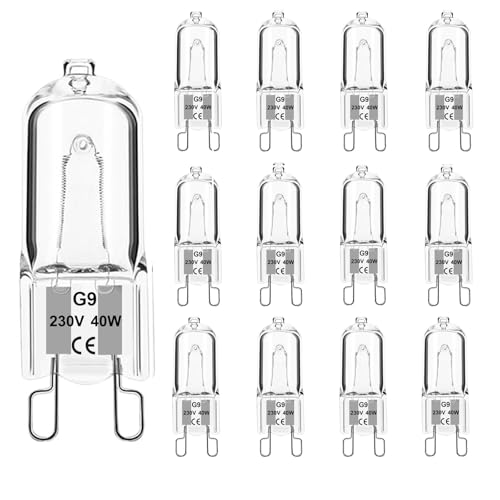 Trubuyware G9 Halogen Bulbs 40W G9 Halogen Light Bulbs Warm White 2700K Capsule Bulb Dimmable 230V for Ceiling Lights Crystal Lamps ChandeliersOvens Microwave Non Flicker 12 Pack
