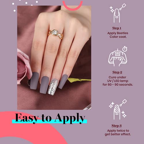 Image of Beetles Purple Grey Gel Polish - 1 Pcs 15ml Grayish Purple Gel Polish Stormwatch Color Soak Off Uv Nail Lamp Fall Nails Art Manicure Salon DIY Design Decoration at Home