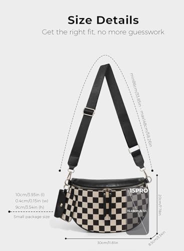 Image of 2 Pcs Checkered Crossbody Bags for Women Bum Bag Checkered Cross Body Sling Backpack Hobo Satchels Shoulder Wallet Purses