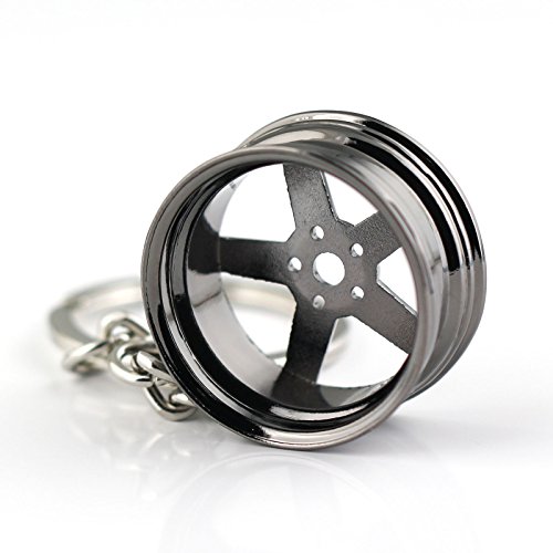 Image of maycom Creative Hot Auto Part Model for MB Wheel Rim Tyre Keychain Keyring Key Chain Ring Keyfob (Black)