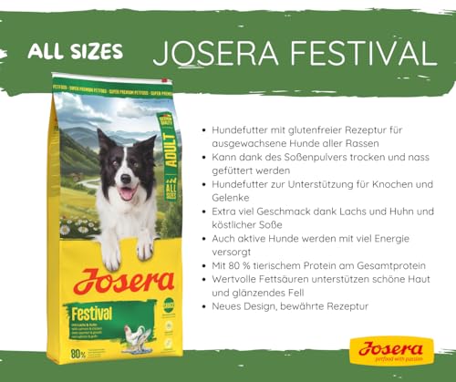 JOSERA AllSizes Festival mit Huhn und Lachs 12,5 KG inklusive Goodie Frisbee - Premium Trockenfutter, Hundefutter mit Soßenpulver