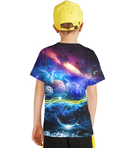 Image of Linnhoy Kids 3D Print Fashion Graphic T-Shirts for Boys Girls 6-16 Years | Unisex Colorful Short Sleeve, Crewneck, Breathable Fabric, Suitable for Daily Sport Festival Wear