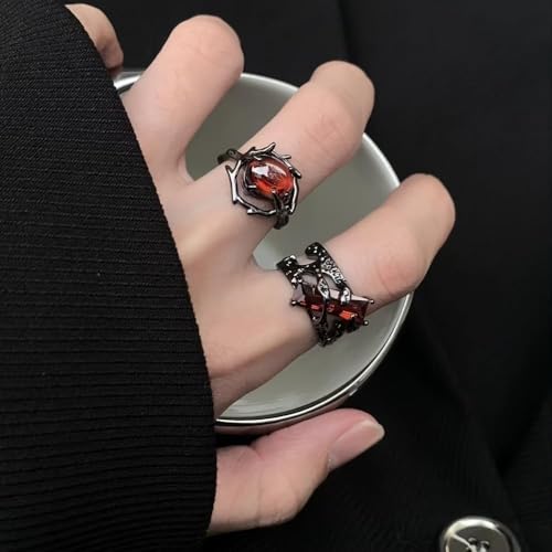 Image of figurine 3Pcs Gothic Rings, Rings for Man, Gothic Jewellery for Men and Women, Dark Aesthetic Rings for Daily Goth Fashion and Music Events