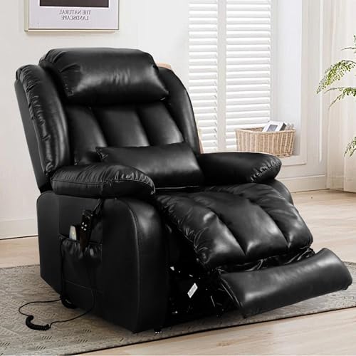 MAEVIS Large Genuine Leather Power Lift Recliner Chair, Dual Motor