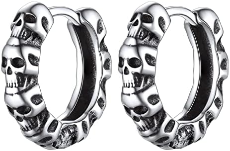 925 Sterling Silver Skull Earrings for Women and Men Retro Vintage Punk Jewelry(Gift Wrapped)
