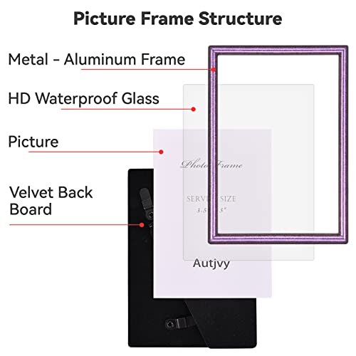 Autjvy 4X6 Picture Frame Matte Purple Modern Simple Thin Aluminum Metal Photo Frame With Hd Real Glass, Display For Tabletop And Wall Collage. (2 Pack) #TOP2