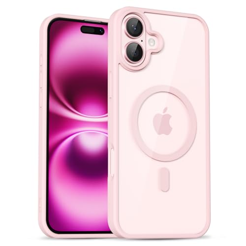 uvcoat for iPhone 16 Plus Case Clear Compatible with Magsafe Case Transparent, Ultra Slim Thin Magnetic Cases Soft Silicone & Hard Plastic Clear Back, Cute Mag Safe Cell Phone Cover, Light Pink