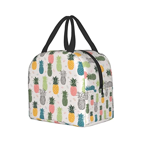 Senheol Colorful Pineapple With Leaves Lunch Box, Insulation Lunch Bag For Women Men, Reusable Lunch Tote Bags Perfect For Office Camping Hiking Picnic Beach Travel #TOP1