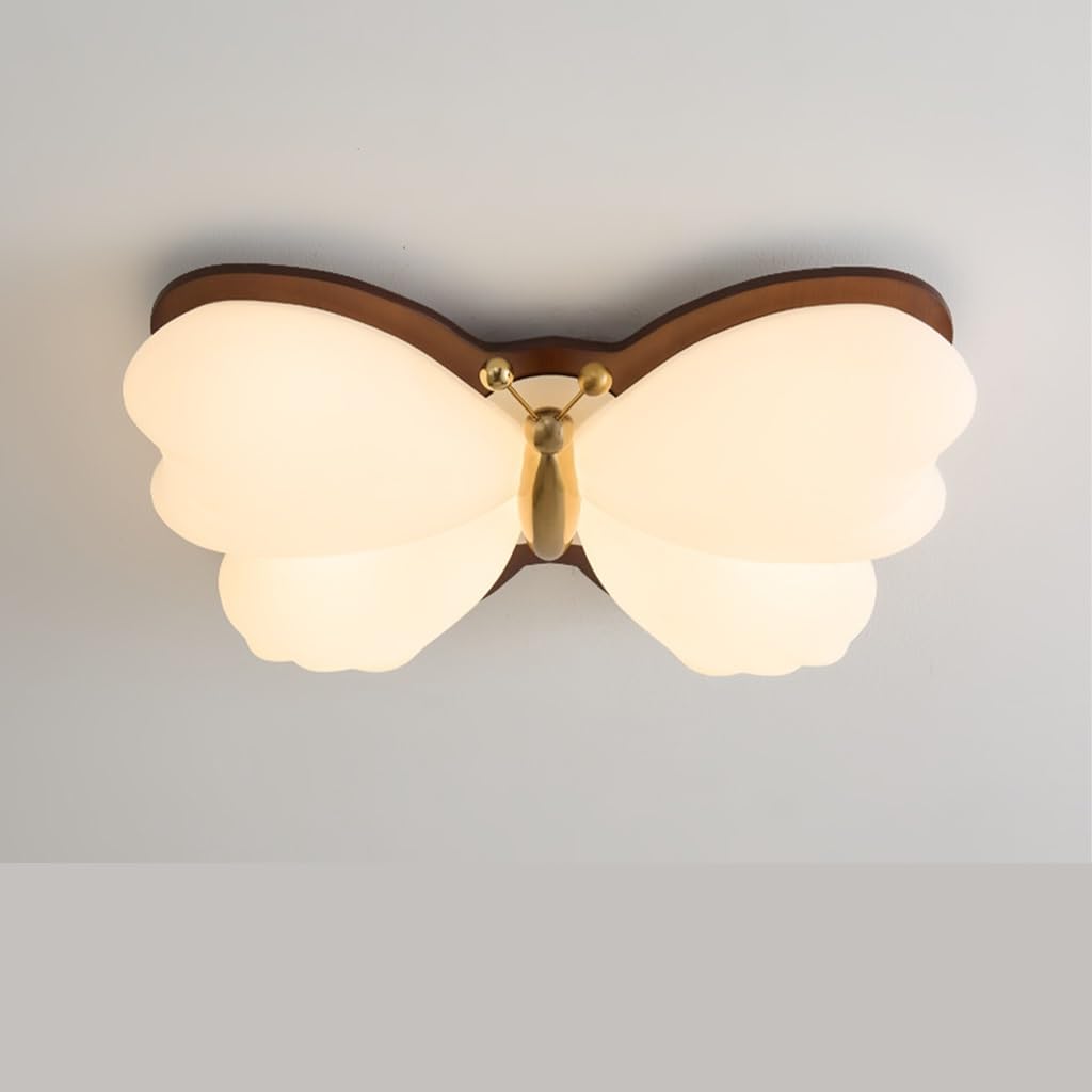 Beiltuga LED Contemporary Ceiling Light Children Bedroom Lights Ceiling Butterfly Shaped rotomoulded lampshade Solid Wood lamp Base 60W 3000K-6000K Dimmable for Living Room Children Bedroom