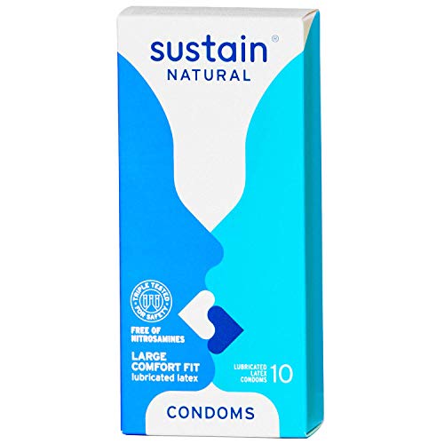 Sustain Natural Large Comfort-Fit Latex Condoms, 10 Count