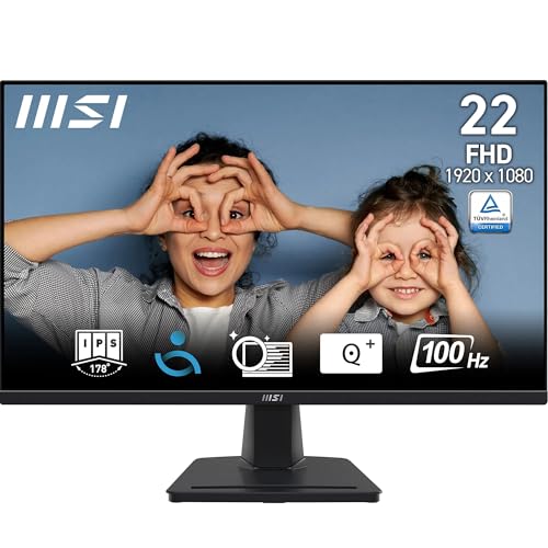 MSI Pro MP225 Écran bureautique 21'' Full HD- Dalle IPS 1920 x 1080, 100 Hz, Respectueux des Yeux, Réglable en Inclinaison - HDMI™, VGA